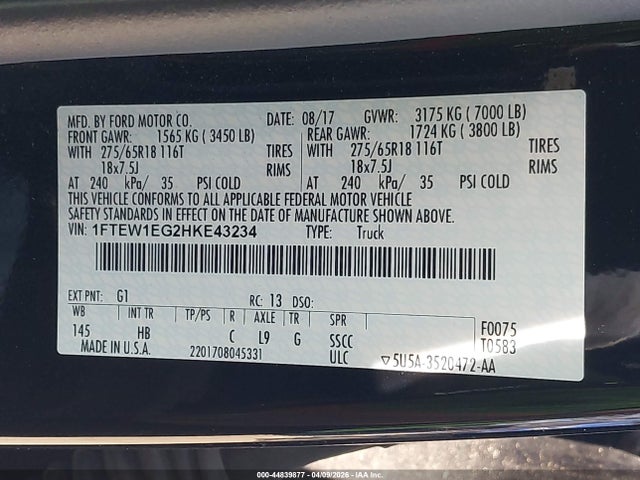 2017 FORD F-150 1FTEW1EG2HKE43234 Photo 8