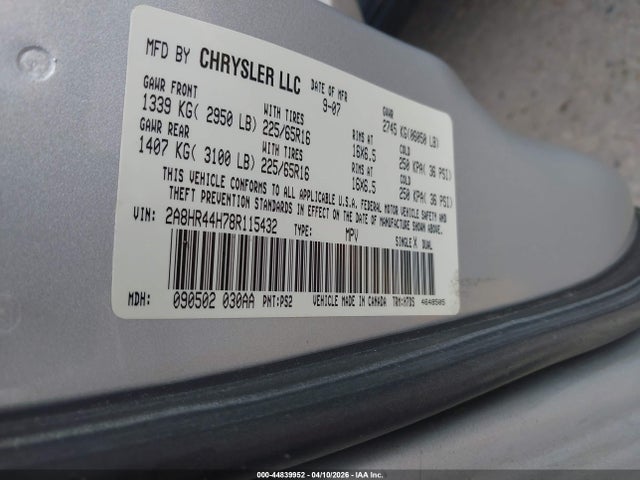 2008 CHRYSLER TOWN & COUNTRY 2A8HR44878R115432 Photo 8