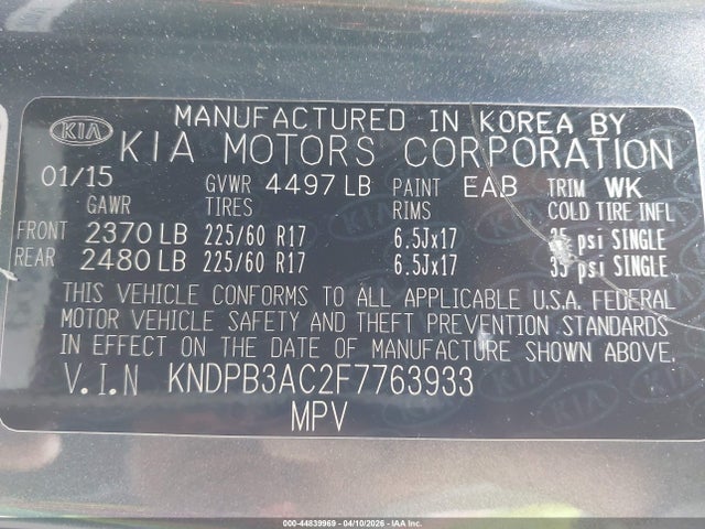 Продаж на аукціоні авто 2015 Kia Sportage Lx, vin: KNDPB3AC2F7763933, номер лоту: 44839969