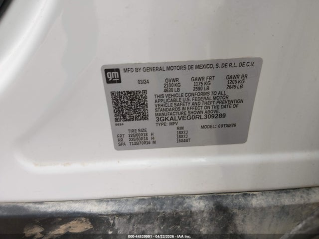 Aukcja sprzedaży 2024 Gmc Terrain Awd Slt, vin: 3GKALVEG0RL309289, numer aukcji: 44839991