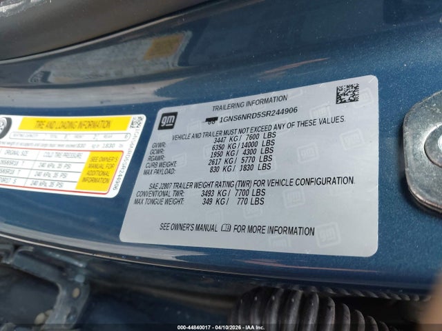 1GNS6NRD5SR244906 Chevrolet Tahoe 4wd Lt