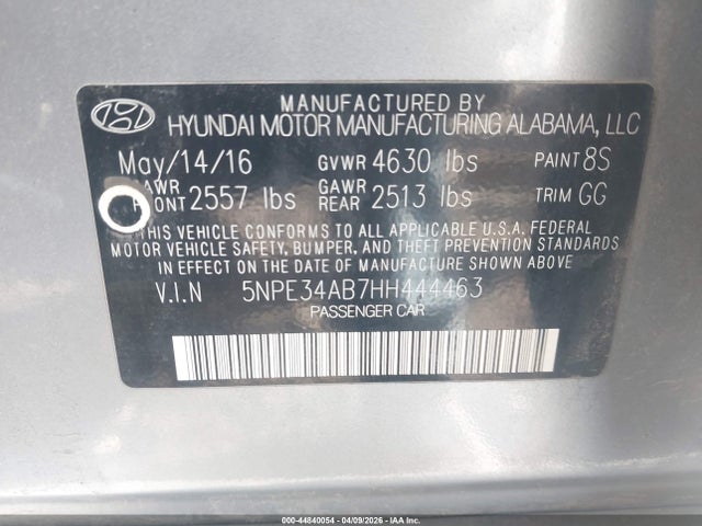 Aukcja sprzedaży 2017 Hyundai Sonata Sport 2.0t, vin: 5NPE34AB7HH444463, numer aukcji: 44840054