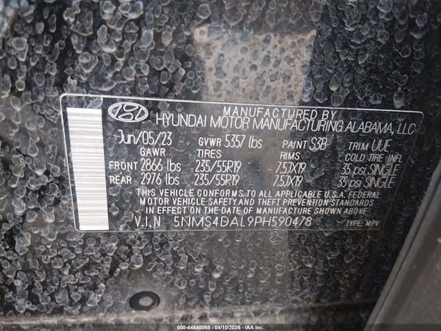 Hyundai Santa Fe Limited 2023 5NMS4DAL9PH590478 Image 9