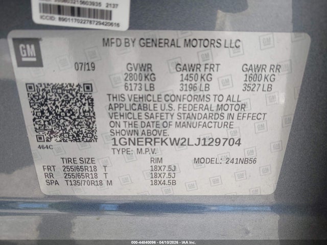 2020 CHEVROLET TRAVERSE 1GNERFKW2LJ129704 Photo 8