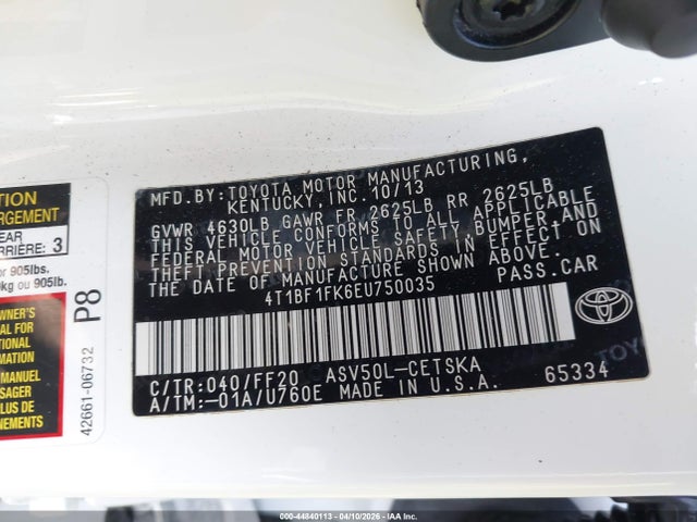 Aukcja sprzedaży 2014 Toyota Camry Se Sport, vin: 4T1BF1FK6EU750035, numer aukcji: 44840113