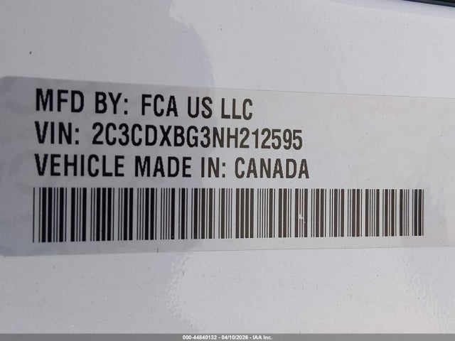 2C3CDXBG3NH212595 Dodge Charger Sxt Rwd