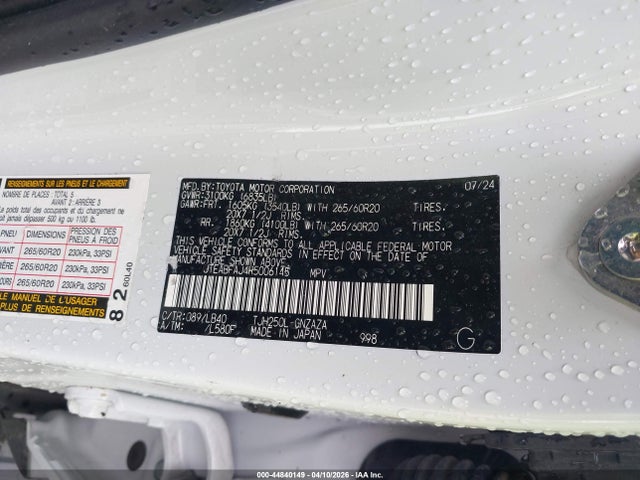 Продажа на аукционе авто 2024 Toyota Land Cruiser, vin: JTEABFAJ4R5006145, номер лота: 44840149