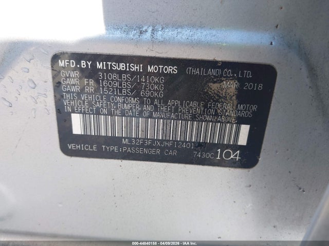 Продаж на аукціоні авто 2018 Mitsubishi Mirage G4 Es, vin: ML32F3FJXJHF12401, номер лоту: 44840158