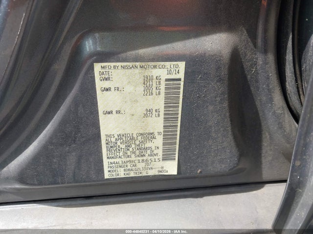 Nissan Altima 2.5 S 2015 1N4AL3AP9FC186515 Image 9