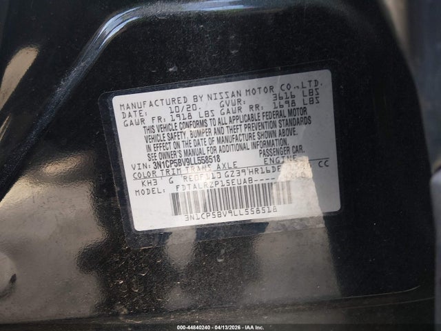 3N1CP5BV9LL558518 Nissan Kicks S Xtronic Cvt