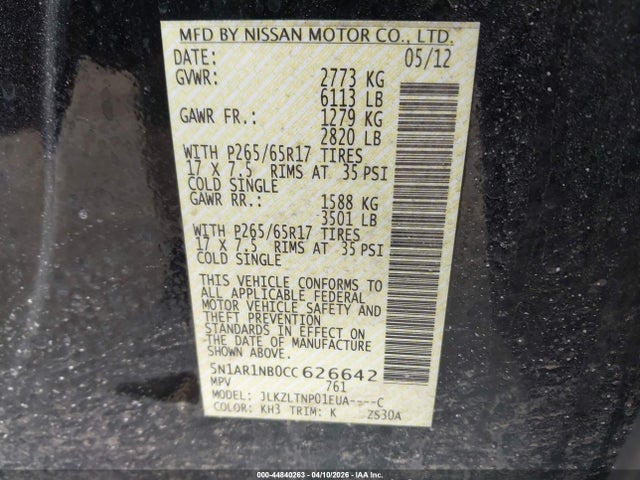 2012 NISSAN PATHFINDER 5N1AR1NB0CC626642 Photo 8