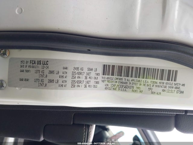 Продажа на аукционе авто 2015 Jeep Cherokee Latitude, vin: 1C4PJMCS3FW624378, номер лота: 44840264