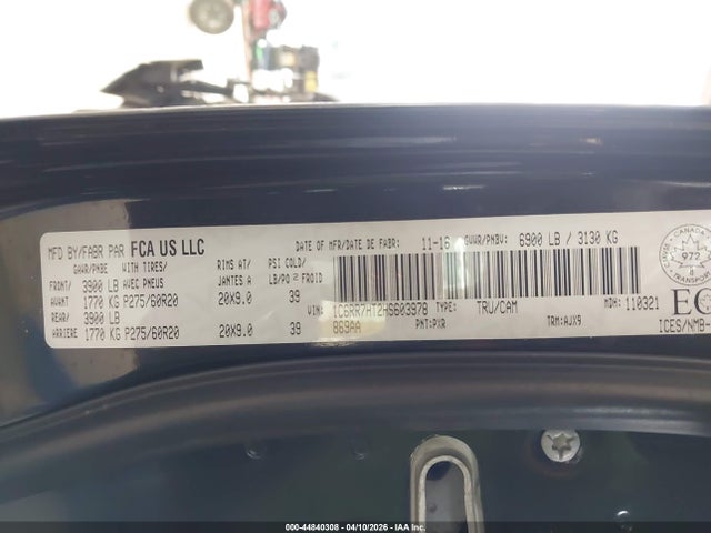 44840308 :رقم المزاد ، 1C6RR7HT2HS603978 vin ، 2017 Ram 1500 Sport مزاد بيع