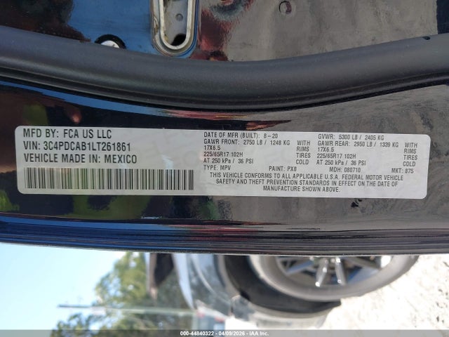 Продаж на аукціоні авто 2020 Dodge Journey Se Value, vin: 3C4PDCAB1LT261861, номер лоту: 44840322
