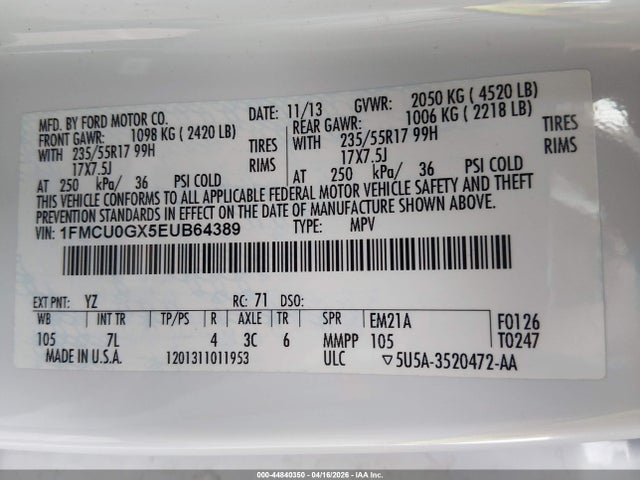 Ford ESCAPE SE 2014 1FMCU0GX5EUB64389 Image 9