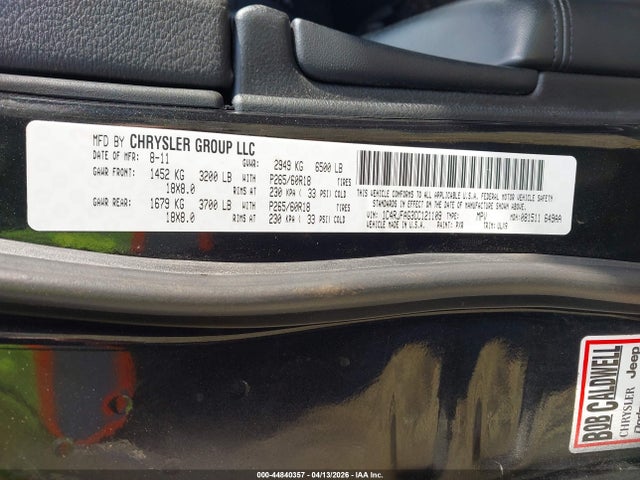 44840357 :رقم المزاد ، 1C4RJFAG3CC121109 vin ، 2012 Jeep Grand Cherokee Laredo مزاد بيع