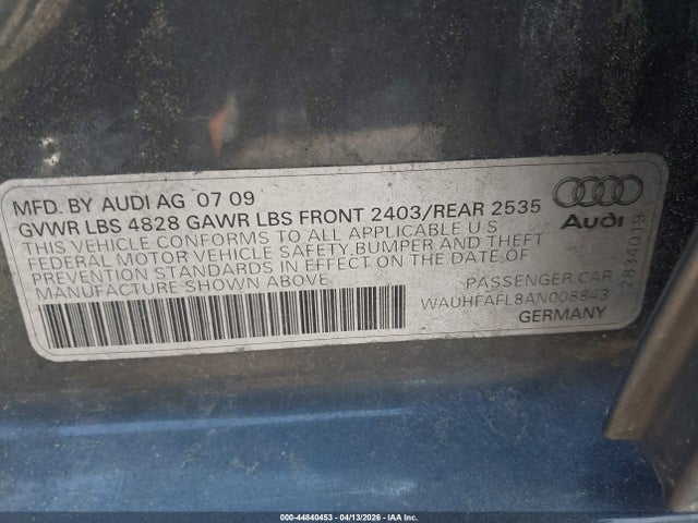Продажа на аукционе авто 2010 Audi A4 2.0t Premium, vin: WAUHFAFL8AN008843, номер лота: 44840453