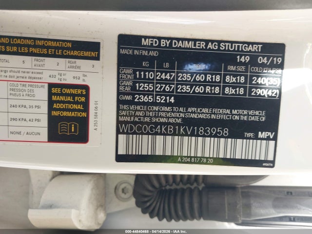 Продажа на аукционе авто 2019 Mercedes-benz Glc 300 4matic, vin: WDC0G4KB1KV183958, номер лота: 44840468
