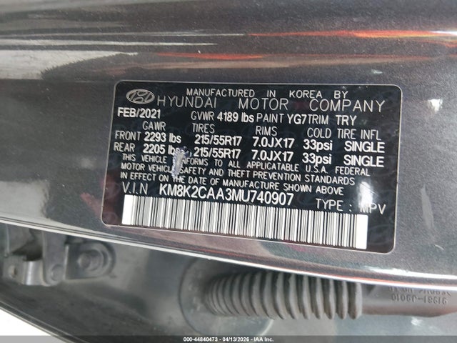 Продаж на аукціоні авто 2021 Hyundai Kona Sel, vin: KM8K2CAA3MU740907, номер лоту: 44840473