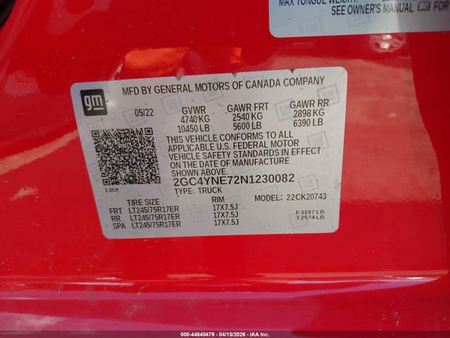 2GC4YNE72N1230082 Chevrolet Silverado 2500hd 4wd Standard Bed Lt