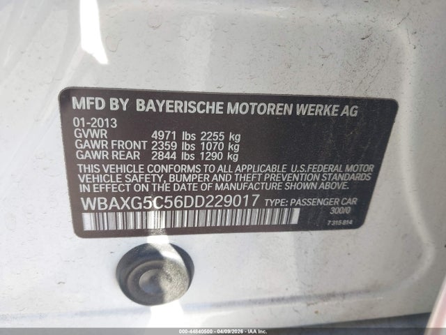Продаж на аукціоні авто 2013 Bmw 528i, vin: WBAXG5C56DD229017, номер лоту: 44840500