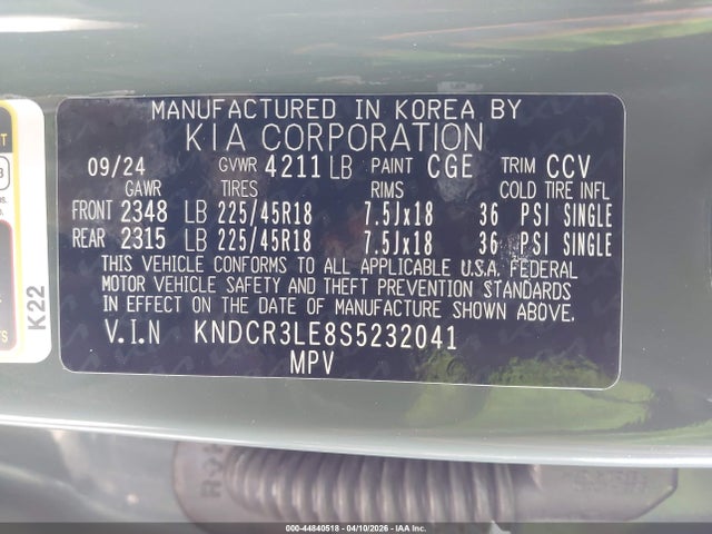 KNDCR3LE8S5232041 KIA Niro Ex Touring