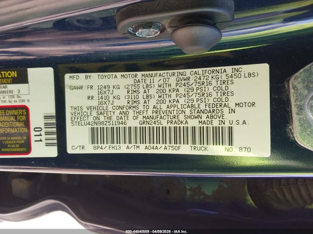2008 TOYOTA TACOMA 5TELU42N98Z511946 Photo 8