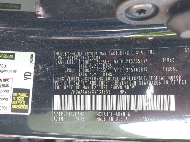 44840582 :رقم المزاد ، 7MUAAAAG7SV131659 vin ، 2025 Toyota Corolla Cross L مزاد بيع