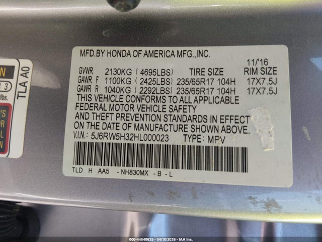 2017 HONDA CR-V 5J6RW5H32HL000023 Photo 8