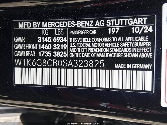 W1K6G8CB0SA323825 Mercedes-Benz Amg S 63 E 4matic
