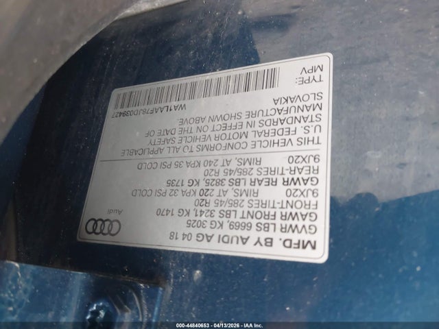 Auction sale of the 2018 Audi Q7 3.0t Premium, vin: WA1LAAF78JD039427, lot number: 44840653