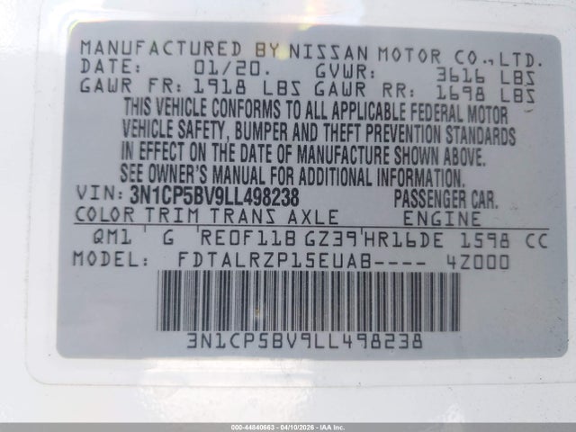 Nissan Kicks S Xtronic Cvt 2020 3N1CP5BV9LL498238 Image 9