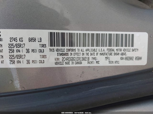 44840664 :رقم المزاد ، 2C4RDGBG1ER130218 vin ، 2014 Dodge Grand Caravan American Value Pkg مزاد بيع