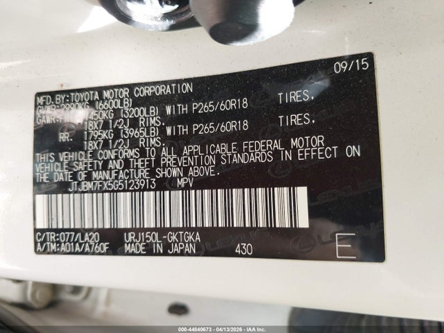 44840673 :رقم المزاد ، JTJBM7FX5G5123913 vin ، 2016 Lexus Gx 460 مزاد بيع