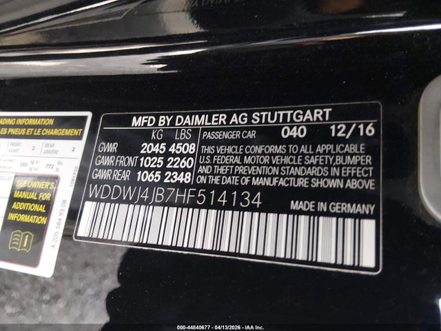Продаж на аукціоні авто 2017 Mercedes-benz C 300, vin: WDDWJ4JB7HF514134, номер лоту: 44840677