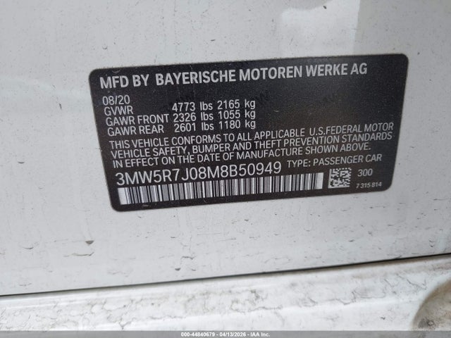 Auction sale of the 2021 Bmw 330i Xdrive, vin: 3MW5R7J08M8B50949, lot number: 44840679