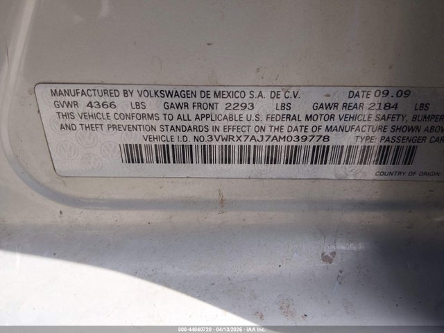 2010 VOLKSWAGEN JETTA 3VWRX7AJ7AM039778 Photo 8