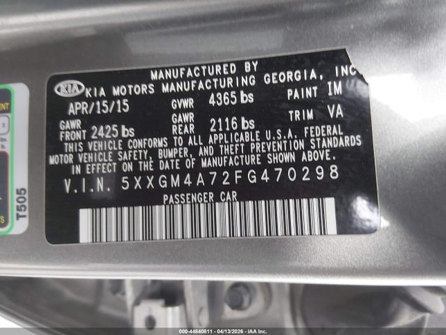 KIA Optima Lx 2015 5XXGM4A72FG470298 Image 9