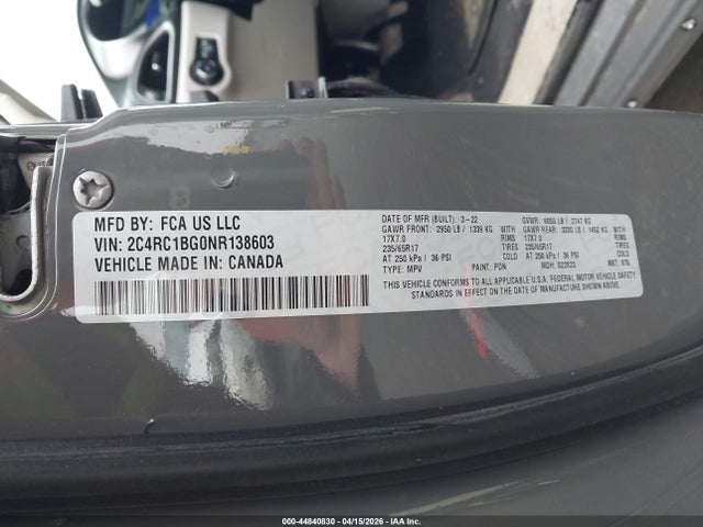 2C4RC1BG0NR138603 Chrysler Pacifica Touring L