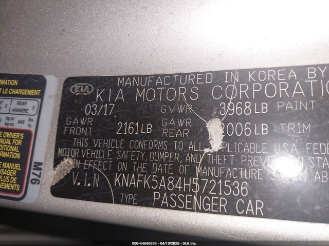 Aukcja sprzedaży 2017 Kia Forte Lx, vin: KNAFK5A84H5721536, numer aukcji: 44840894