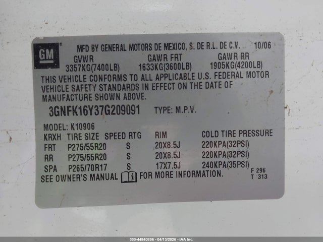2007 CHEVROLET SUBURBAN 1500 3GNFK16Y37G209091 Photo 8