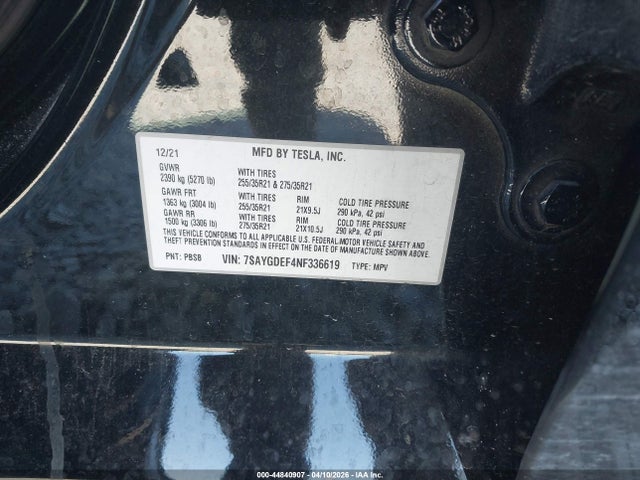 Продаж на аукціоні авто 2022 Tesla Model Y Performance Dual Motor All-wheel Drive, vin: 7SAYGDEF4NF336619, номер лоту: 44840907