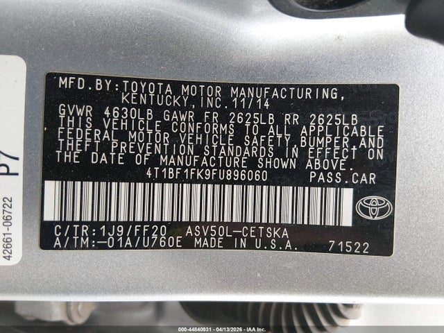 Toyota Camry 2015 4T1BF1FK9FU896060 Image 21