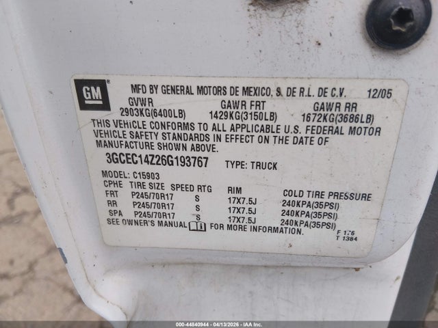 2006 CHEVROLET SILVERADO 1500 3GCEC14Z26G193767 Photo 8