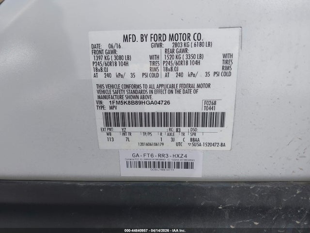 2017 FORD EXPLORER 1FM5K8B89HGA04726 Photo 8