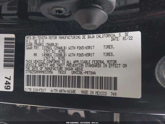 3TMBZ5DN9NM033956 Toyota Tacoma Trd Sport