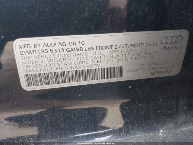2011 Audi A6 3.0 Premium მანქანა იყიდება აუქციონზე, vin: WAUFGAFB0BN005206, აუქციონის ნომერი: 44840965
