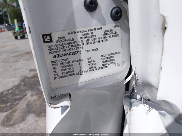 2004 Gmc Sierra 1500 Work Truck მანქანა იყიდება აუქციონზე, vin: 1GTEC14V44Z283318, აუქციონის ნომერი: 44841007