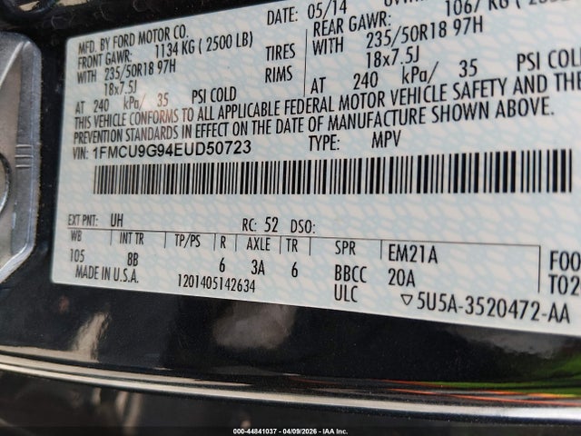 2014 FORD ESCAPE 1FMCU9G94EUD50723 Photo 8