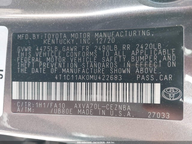 4T1C11AK0MU422683 Toyota CAMRY LE